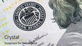  Presentation with focus - Amazing PPT theme having monetary - macro photo of federal reserve backdrop and a light gray colored foreground