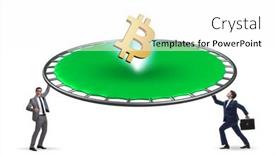  Presentation with cryptocurrency - PPT theme with monetary-concept-with-cryptocurrency-bouncing background and a white colored foreground