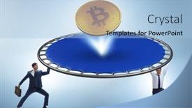  Presentation with cryptocurrency - PPT layouts featuring monetary-concept-with-cryptocurrency-bouncing background and a light blue colored foreground