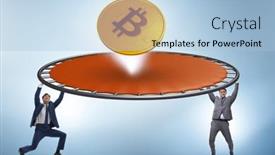  Presentation with cryptocurrency - Presentation theme featuring monetary-concept-with-cryptocurrency-bouncing background and a light blue colored foreground
