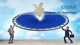  Presentation with concept - Presentation theme featuring monetary-concept-with-currency-bouncing background and a light blue colored foreground