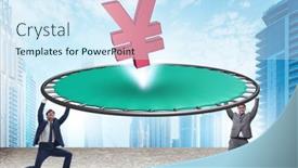  Presentation with concept - Presentation theme with monetary-concept-with-currency-bouncing background and a cool aqua colored foreground