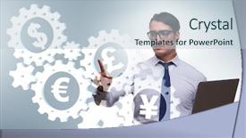  Presentation with concept - Slide set featuring monetary policy - concept of various main currencies background and a lemonade colored foreground