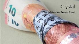  Presentation with monetary policy - Cool new presentation design with monetary policy - euro with measuring tape backdrop and a light gray colored foreground
