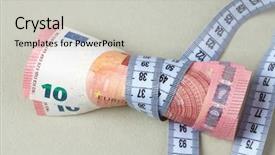  Presentation with tape recorder masters - Slide set consisting of monetary policy - euro with measuring tape background and a light gray colored foreground