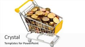  Presentation with purchasing - Presentation theme enhanced with monetary policy - shopping cart is filled background and a white colored foreground