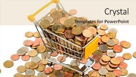  Presentation with purchasing - Colorful slides enhanced with monetary policy - shopping cart is full backdrop and a yellow colored foreground