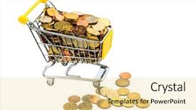  Presentation with purchasing - PPT theme consisting of monetary policy - shopping cart is well stocked background and a blonde colored foreground