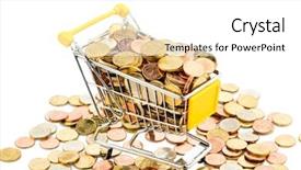  Presentation with purchasing - Slide deck consisting of monetary policy - shopping cart is well stocked background and a white colored foreground
