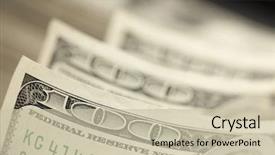  Presentation with bills - Presentation enhanced with money - abstract of one hundred dollar background and a soft green colored foreground