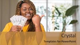  Presentation with generation and african american culture - PPT theme featuring money - african american woman holding dollars background and a gold colored foreground