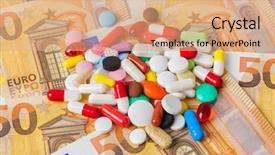  Presentation with pills money - Cool new PPT theme with money - business and medical backdrop and a coral colored foreground