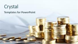  Presentation with financial report - Beautiful PPT theme featuring money - business diagram on financial report backdrop and a sky blue colored foreground