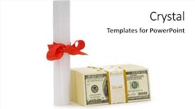  Presentation with education - Slide deck consisting of scholarship money - concept of expensive education background and a white colored foreground