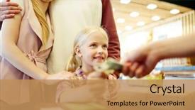  Presentation with cash - Theme consisting of money - cute little girl giving cash background and a coral colored foreground