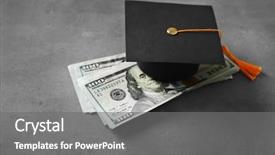  Presentation with graduation - Slide deck enhanced with money - graduation hat and dollar banknotes background and a gray colored foreground