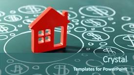  Presentation with chalkboard - PPT theme having money - house figure and painted dollar background and a ocean colored foreground