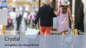  Presentation with cute household shopping - PPT theme consisting of money - kids shopping cute little girl background and a light blue colored foreground