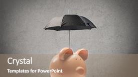  Presentation with umbrella - Amazing theme having money - piggy with a black umbrella backdrop and a coral colored foreground