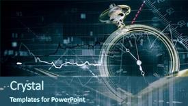  Presentation with digital - Slide set with money - pocket watch and business concepts background and a ocean colored foreground