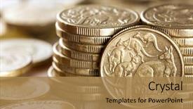  Presentation with australian dollar - Beautiful slide set featuring money - stacks of australian one dollar backdrop and a coral colored foreground