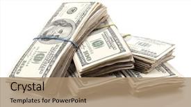  Presentation with banknotes - Amazing PPT theme having money - stacks of one hundred dollars backdrop and a coral colored foreground