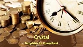  Presentation with alarm - Slide deck enhanced with money and alarm clock closeup background and a tawny brown colored foreground