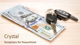  Presentation with car key - Beautiful theme featuring money and car key backdrop and a lemonade colored foreground