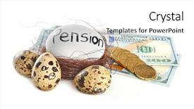  Presentation with pension - Slide deck having money and egg with word background and a white colored foreground