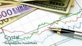  Presentation with fountain pen - Colorful presentation design enhanced with money and fountain pen on the exchange chart backdrop and a sky blue colored foreground