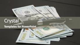  Presentation with cash advances - Colorful presentation theme enhanced with money and pen writer fee backdrop and a  colored foreground