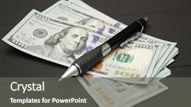  Presentation with cash - Audience pleasing presentation design consisting of money and pen writer fee backdrop and a gray colored foreground