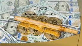  Presentation with bitcoins - Theme having money-and-pickaxe-on-bitcoins background and a light gray colored foreground