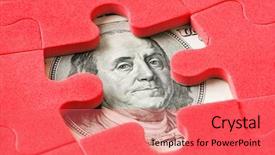  Presentation with health money insurance concept - PPT theme featuring money and puzzle - business concept background and a red colored foreground