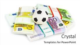  Presentation with soccer - Cool new presentation theme with money and soccer ball isolated backdrop and a white colored foreground