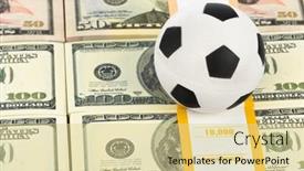  Presentation with sport - Presentation design enhanced with money-and-soccer-ball-sport background and a blonde colored foreground