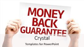  Presentation with money back - Amazing theme having money back guarantee card isolated backdrop and a sky blue colored foreground