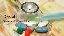  Presentation with pills money - Audience pleasing PPT theme consisting of money background and pills backdrop and a coral colored foreground