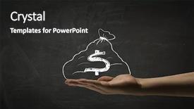  Presentation with media - Colorful slide set enhanced with money bag 3d man - protect your savings mixed media backdrop and a dark gray colored foreground