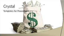  Presentation with cash - Colorful slides enhanced with money bag and stacks backdrop and a white colored foreground