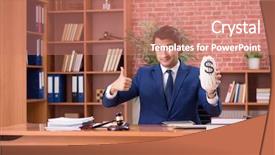  Presentation with law enforcement police dispatcher working - Beautiful PPT theme featuring money bag corruption - young handsome lawyer working backdrop and a coral colored foreground