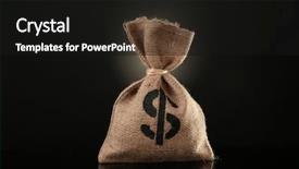  Presentation with bag - Amazing slides having money bag on black background backdrop and a black colored foreground