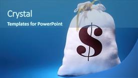  Presentation with dollar sign - Beautiful PPT theme featuring money bag with dollar sign backdrop and a ocean colored foreground