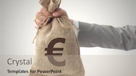  Presentation with european currency - Slides featuring money-bag-with-euro-sign background and a mint green colored foreground