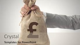  Presentation with bag - Presentation design consisting of money-bag-with-pound-sign background and a mint green colored foreground