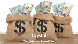  Presentation with bag - Amazing presentation theme having money bags isolated on white backdrop and a coral colored foreground