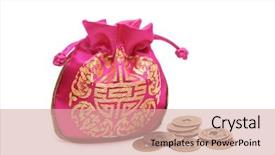  Presentation with chinese new year firecrackers - Beautiful presentation theme featuring money bags with coins chinese backdrop and a coral colored foreground
