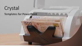  Presentation with hong kong - Presentation theme enhanced with money banknote counting machine background and a light gray colored foreground