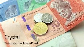  Presentation with european union banknotes and coins - Colorful slide set enhanced with money banknotes and coins closeup backdrop and a lemonade colored foreground