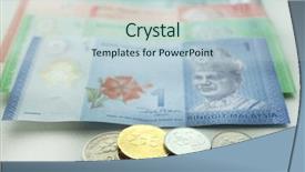  Presentation with banknotes - Presentation theme having money banknotes and coins closeup background and a lemonade colored foreground
